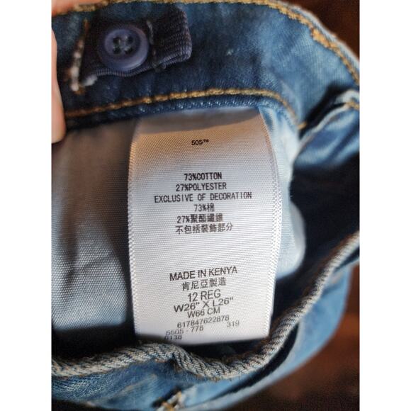 Levi's 505 Dark Wash Youth Denim Jean Pants Size Regular 12 26X26 - Picture 6 of 6